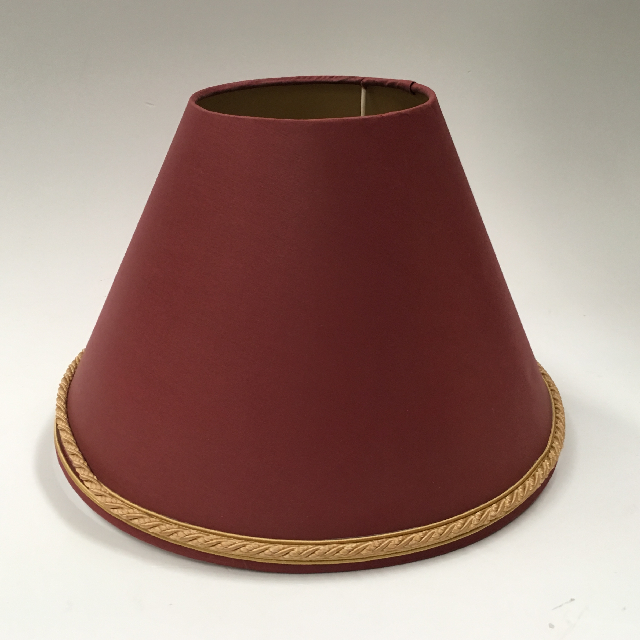 LAMPSHADE, Cone (Small) -  Rust Red w Gold Braid
